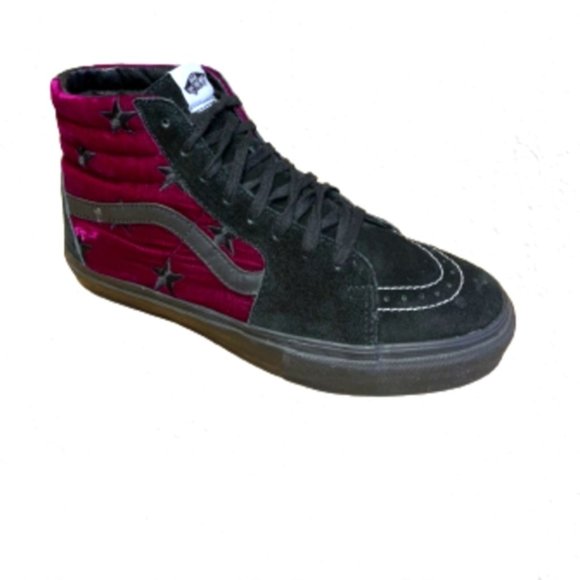 🔥RARE Supreme X Vans Sk8-Hi Velvet Stars Pink Black Mens - Picture 1 of 13